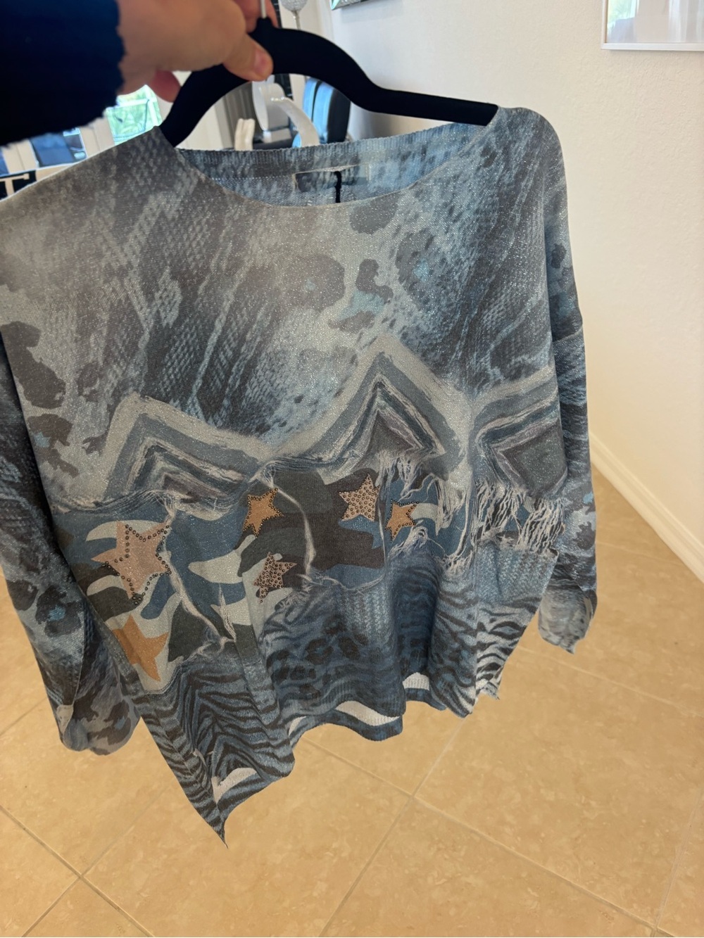 Made in Italy Shimmery Blue Knit Top - Picture 2 of 10